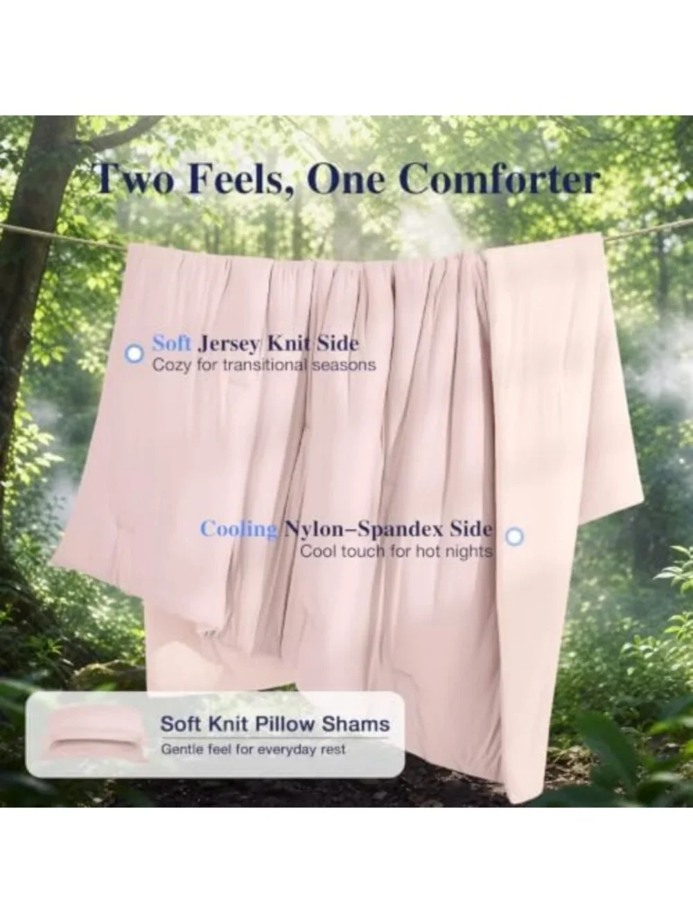 Lightweight Cooling Comforter Set Queen, Reversible Summer Bedding, ICY Surface